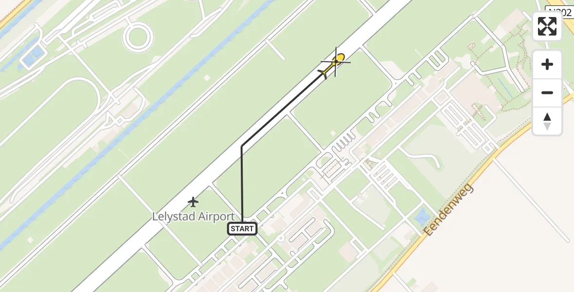 Routekaart van de vlucht: Traumaheli naar Lelystad Airport, Arendweg