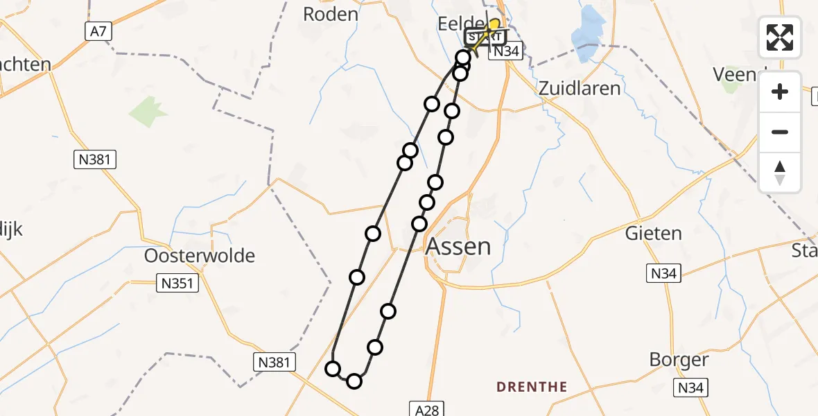 Routekaart van de vlucht: Lifeliner 4 naar Groningen Airport Eelde, Lugtenbergerweg