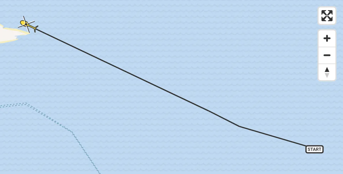 Routekaart van de vlucht: Ambulanceheli naar West-Terschelling, Griend