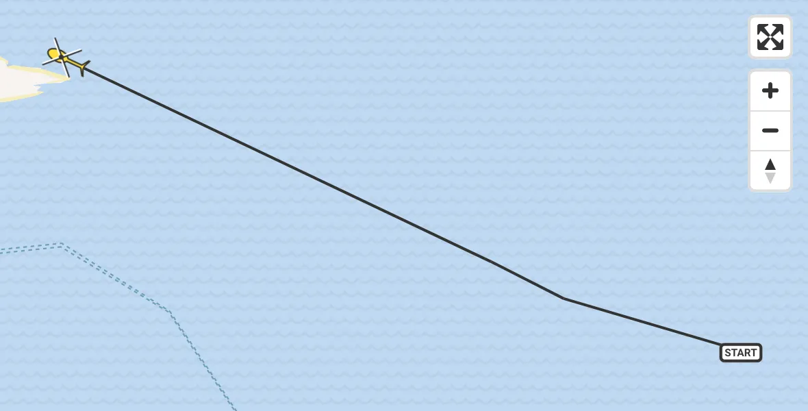 Routekaart van de vlucht: Ambulancehelikopter naar West-Terschelling, Griend
