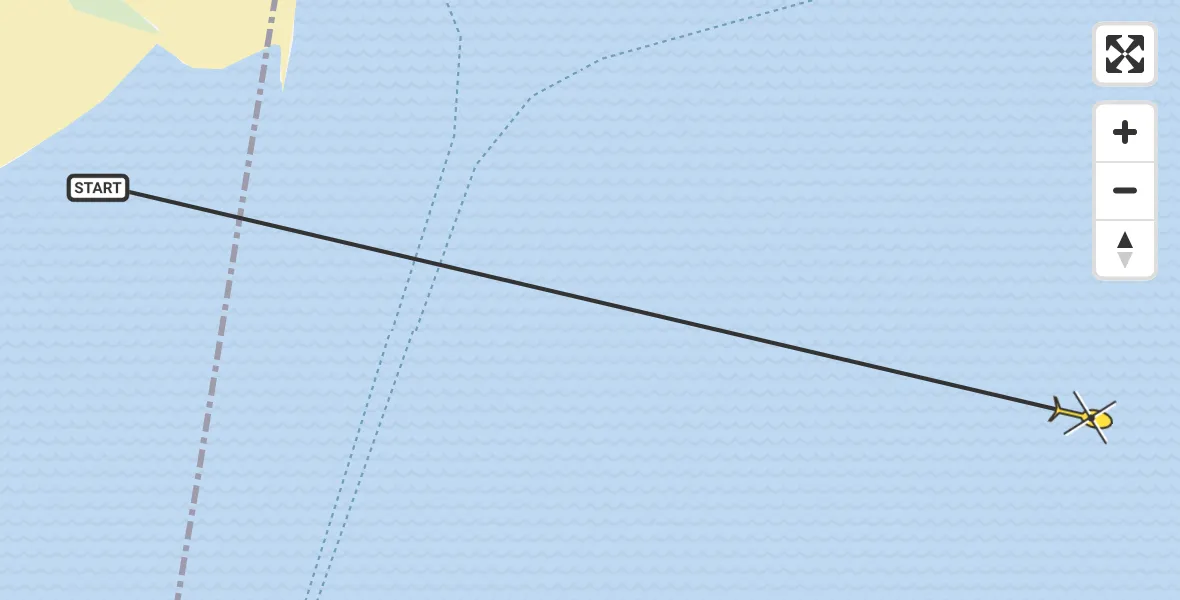 Routekaart van de vlucht: Ambulancehelikopter naar West-Terschelling