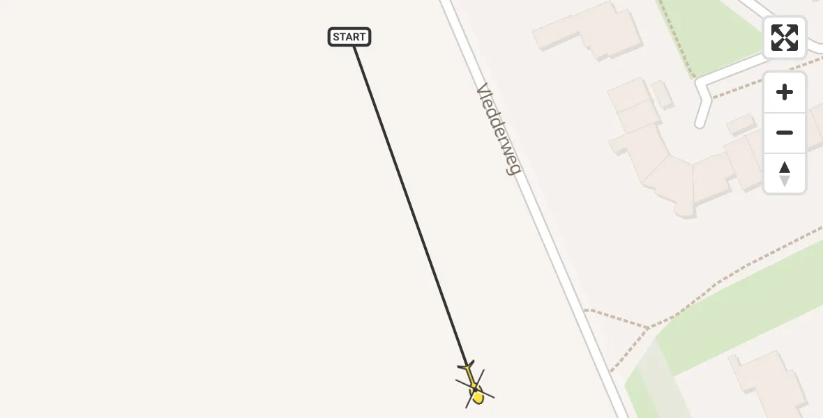 Routekaart van de vlucht: Traumahelikopter naar Hoogeveen, Vledderweg