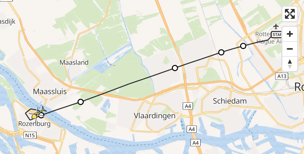 Routekaart van de vlucht: Lifeliner 2 naar Rozenburg, Legakkerpad