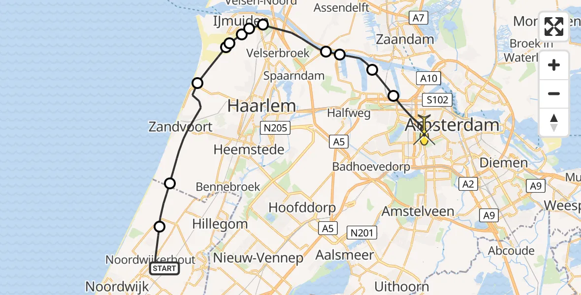 Routekaart van de vlucht: Lifeliner 1 naar Amsterdam, Sint Antoniushof