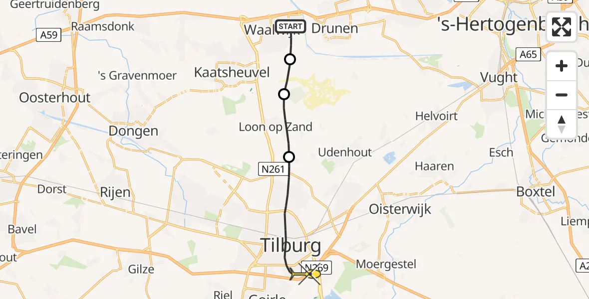 Routekaart van de vlucht: Lifeliner 3 naar Tilburg, Jozef Israëlsstraat