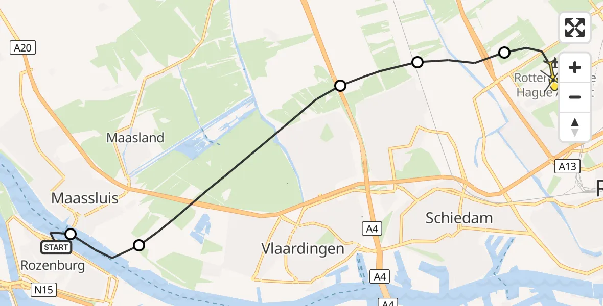 Routekaart van de vlucht: Lifeliner 2 naar Rotterdam The Hague Airport, Zomerdijk