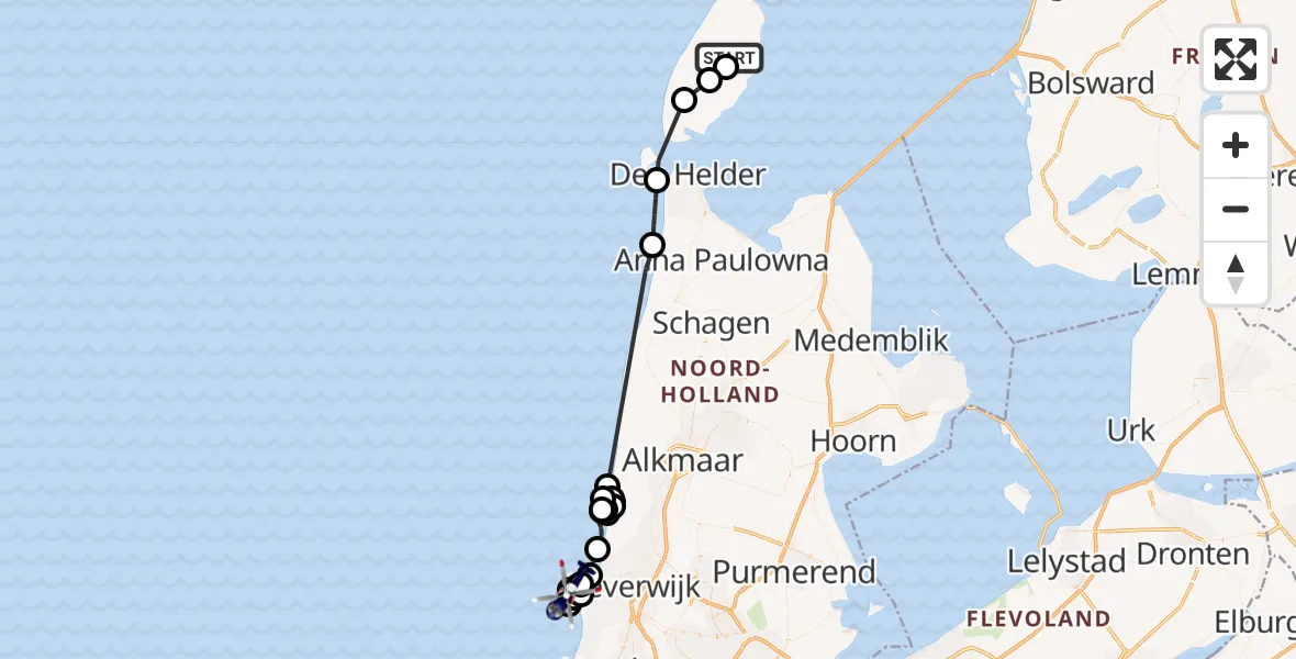 Vluchtroute Politiehelikopter Oosterend - , 13 mei 2024, 10:09