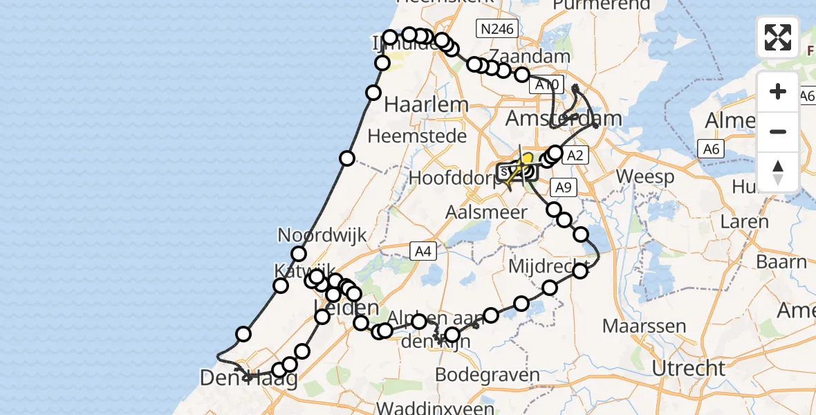 Routekaart van de vlucht: Politieheli naar Schiphol, Westerkimweg