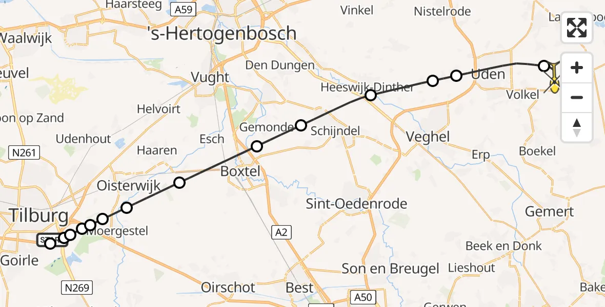 Routekaart van de vlucht: Lifeliner 3 naar Vliegbasis Volkel, Ambrosiusweg