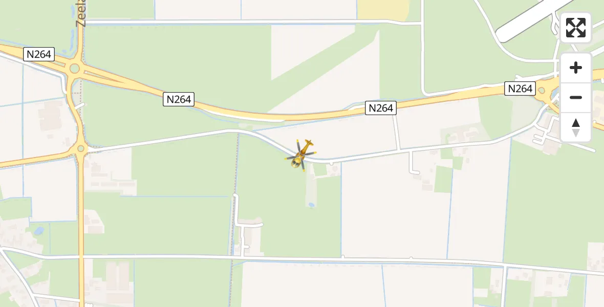 Vluchtroute Traumahelikopter van Vliegbasis Volkel naar Vliegbasis Volkel