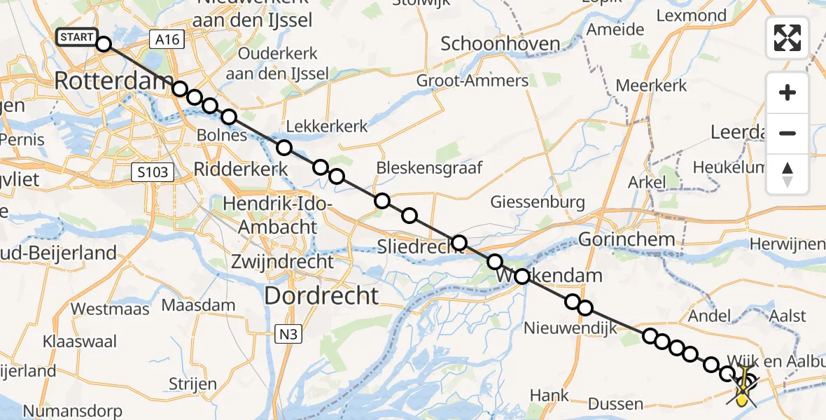 Routekaart van de vlucht: Lifeliner 2 naar Genderen, Saffierstraat