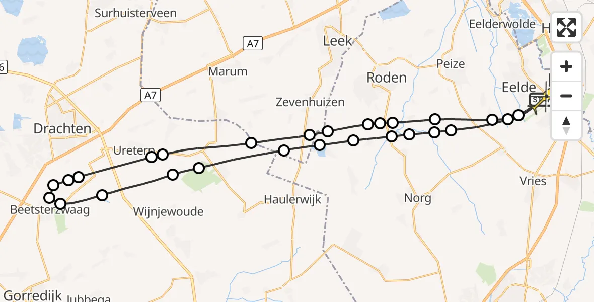 Routekaart van de vlucht: Lifeliner 4 naar Groningen Airport Eelde, Lugtenbergerweg