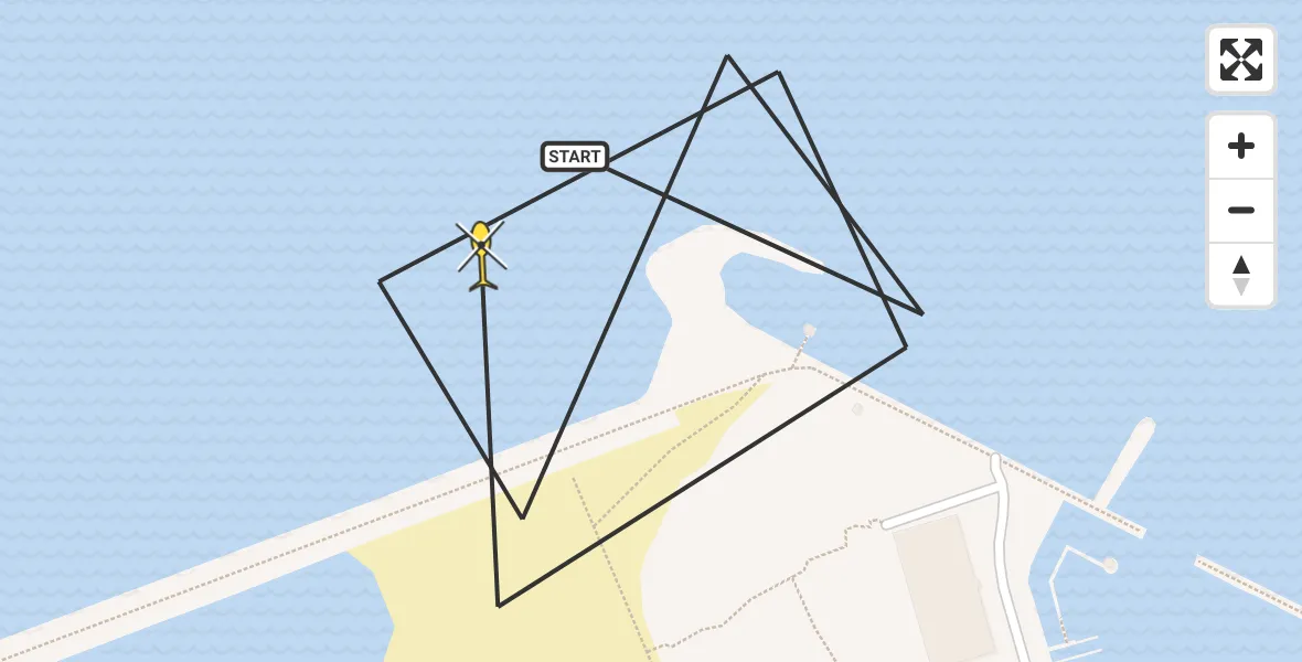 Routekaart van de vlucht: Politiehelikopter naar IJmuiden, Zuidpier