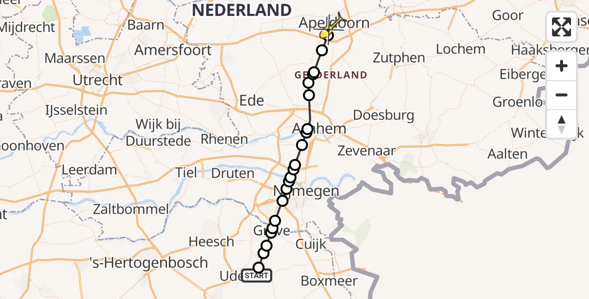 Routekaart van de vlucht: Lifeliner 3 naar Apeldoorn, Bovenste Trent