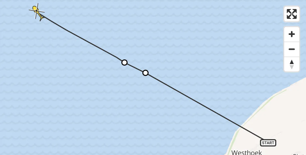 Routekaart van de vlucht: Ambulanceheli naar Oosterend