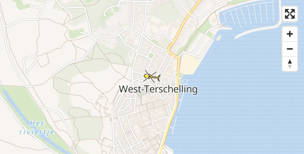 Routekaart van de vlucht: Ambulancehelikopter naar West-Terschelling
