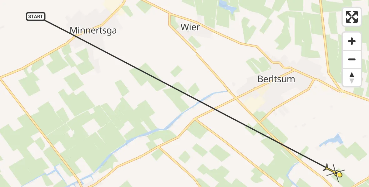 Routekaart van de vlucht: Ambulancehelikopter naar Menaam, Gernierswei