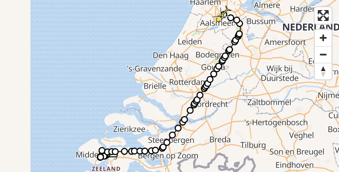 Routekaart van de vlucht: Politieheli naar Schiphol, Calandweg