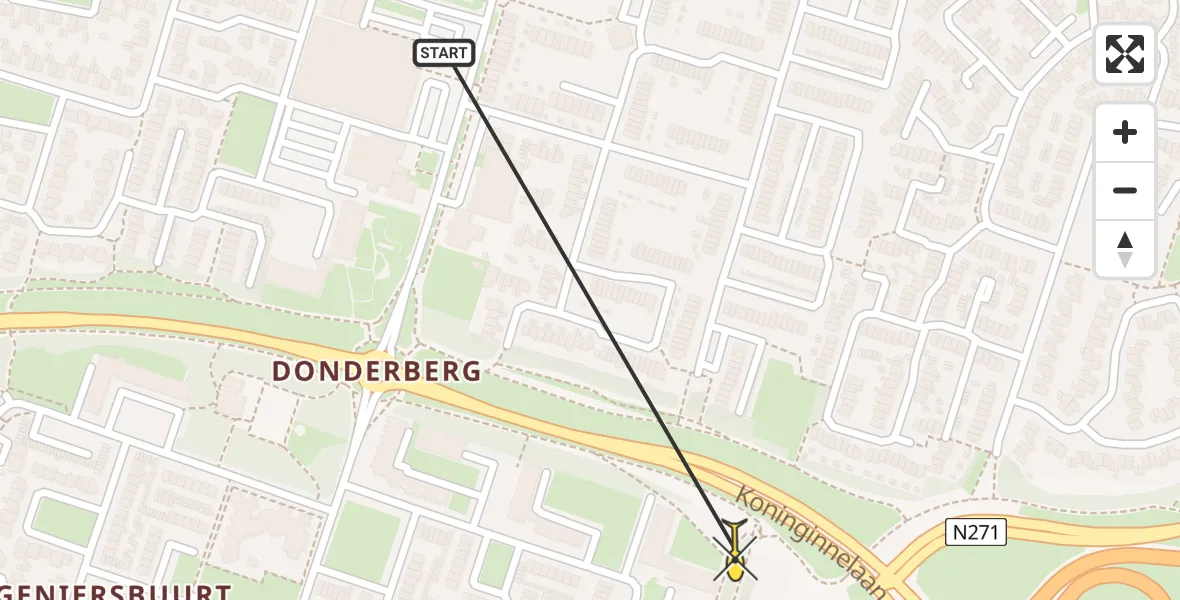 Routekaart van de vlucht: Traumaheli naar Roermond, Beethovenstraat