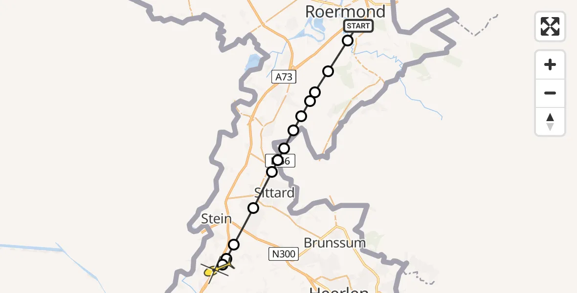 Routekaart van de vlucht: Lifeliner 3 naar Maastricht Aachen Airport, Laan van Schöndeln