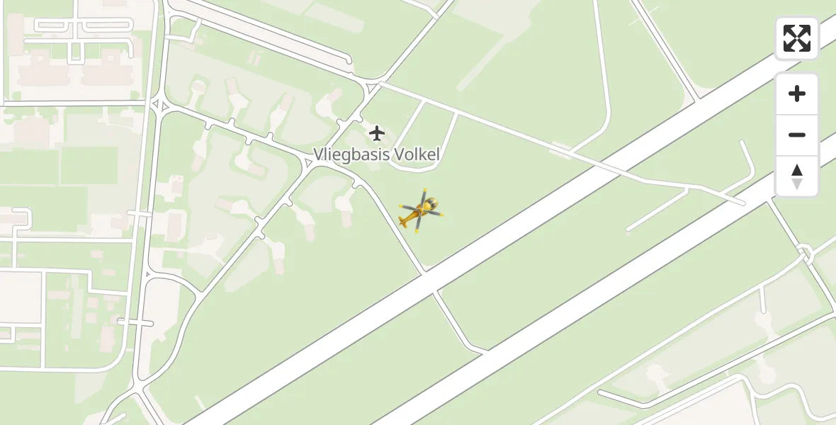 Vluchtroute Traumahelikopter van Vliegbasis Volkel naar Vliegbasis Volkel