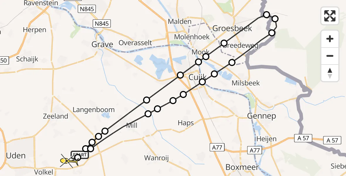 Routekaart van de vlucht: Lifeliner 3 naar Vliegbasis Volkel, Voorpeel