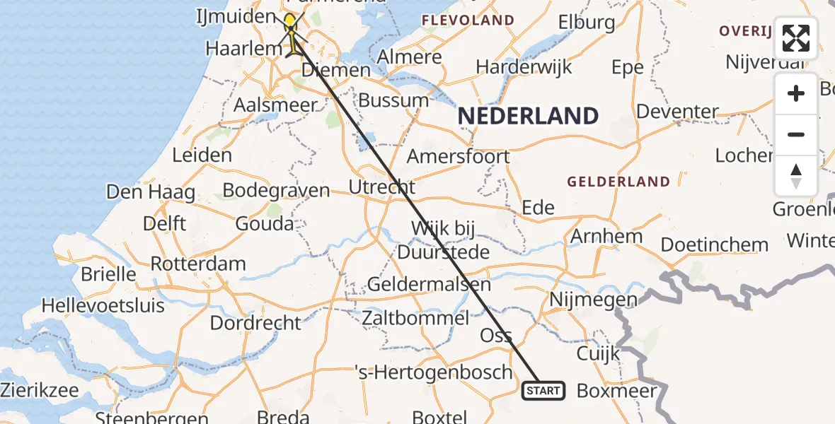 Routekaart van de vlucht: Traumaheli naar Amsterdam Heliport, Hornweg