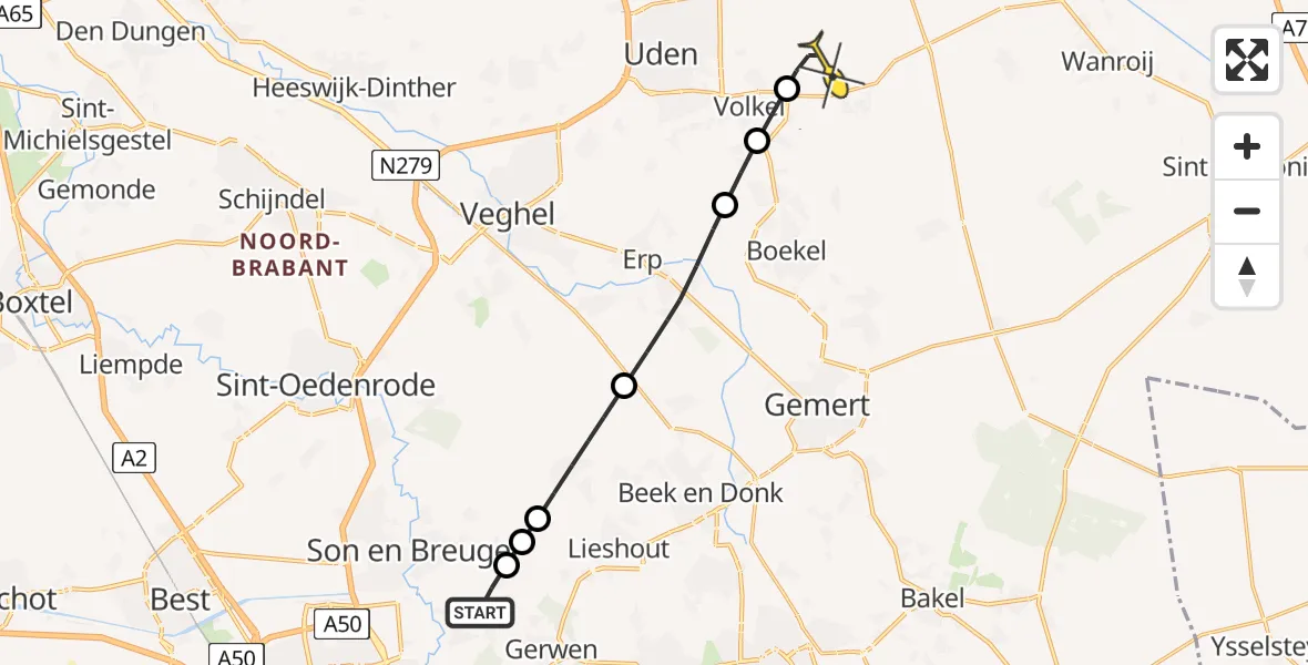 Routekaart van de vlucht: Lifeliner 3 naar Vliegbasis Volkel, Olen