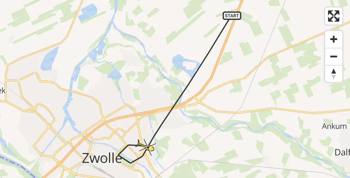 Routekaart van de vlucht: Lifeliner 4 naar Zwolle, Haersterbroekweg