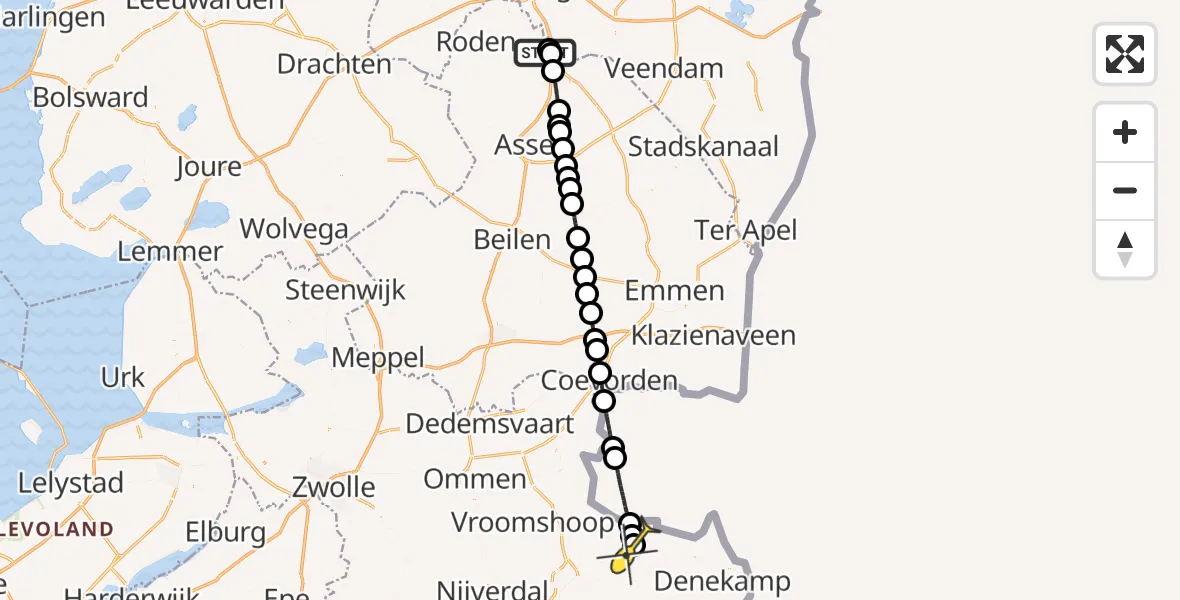 Routekaart van de vlucht: Lifeliner 4 naar Tubbergen, Groningerstraat
