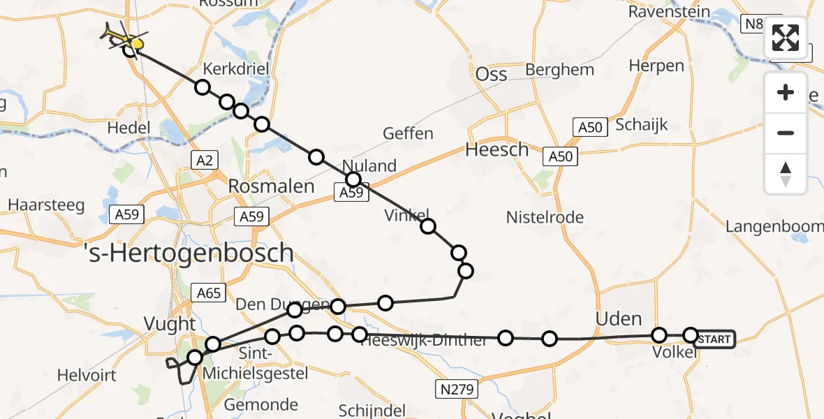 Routekaart van de vlucht: Lifeliner 3 naar Bruchem, Venstraat