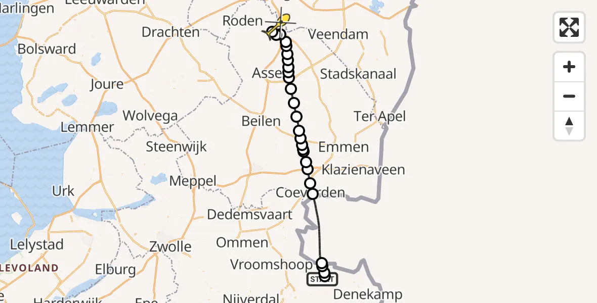 Routekaart van de vlucht: Lifeliner 4 naar Groningen Airport Eelde, Denekamperweg