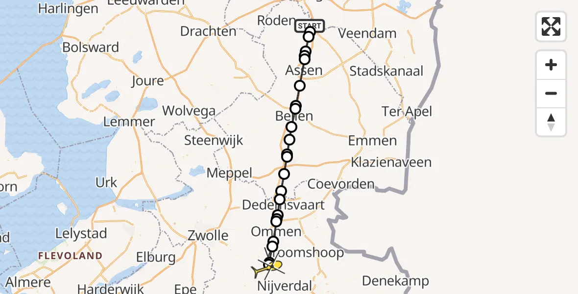 Routekaart van de vlucht: Lifeliner 4 naar Luttenberg, Oosterveldweg