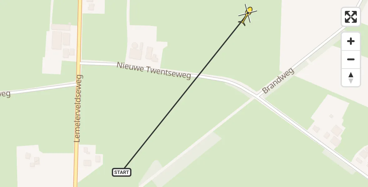 Routekaart van de vlucht: Traumahelikopter naar Luttenberg, Nieuwe Twentseweg
