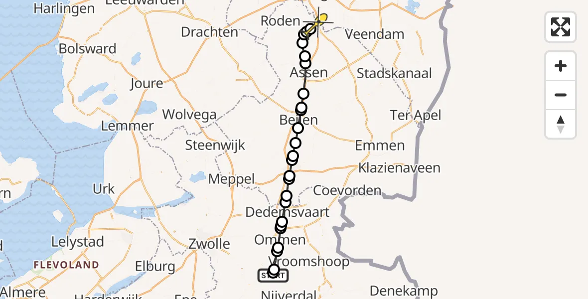 Routekaart van de vlucht: Lifeliner 4 naar Groningen Airport Eelde, Blikman Kikkertweg