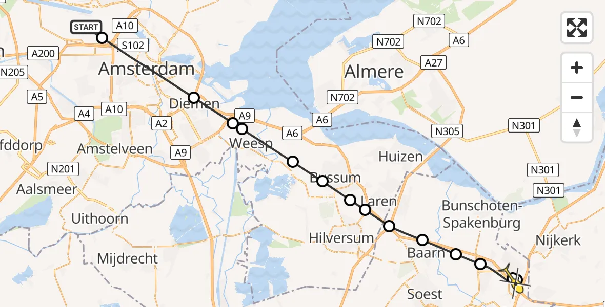Routekaart van de vlucht: Lifeliner 1 naar Amersfoort, Bosporushaven
