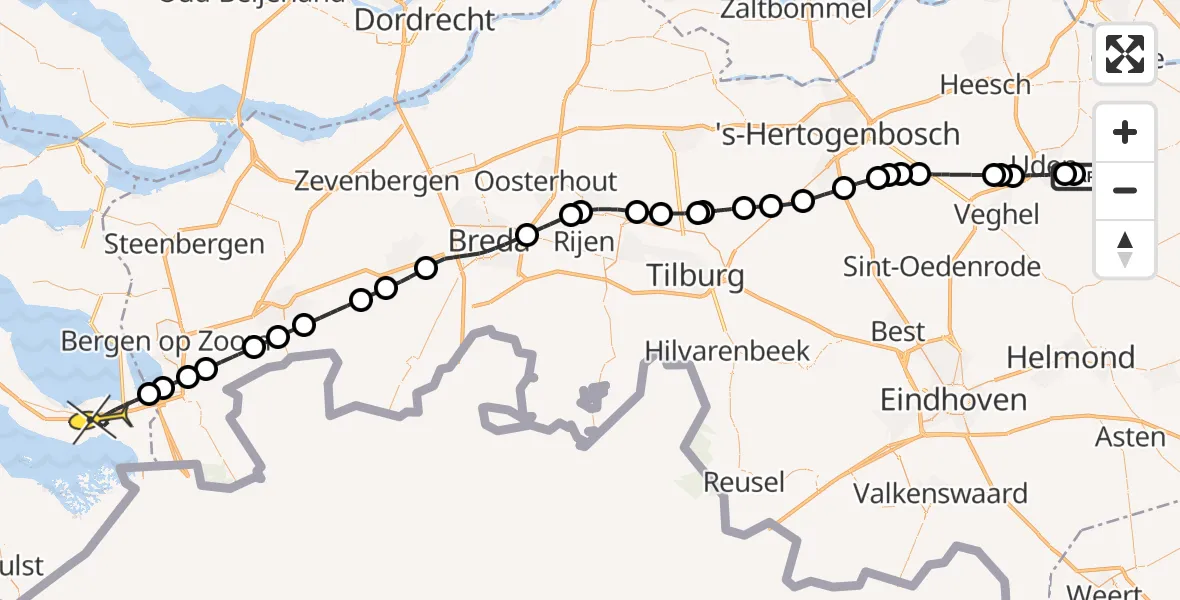 Routekaart van de vlucht: Lifeliner 3 naar Rilland, Nijverheidsstraat