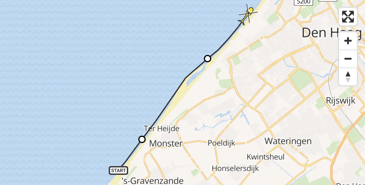 Routekaart van de vlucht: Politieheli naar Den Haag, Otterschelp