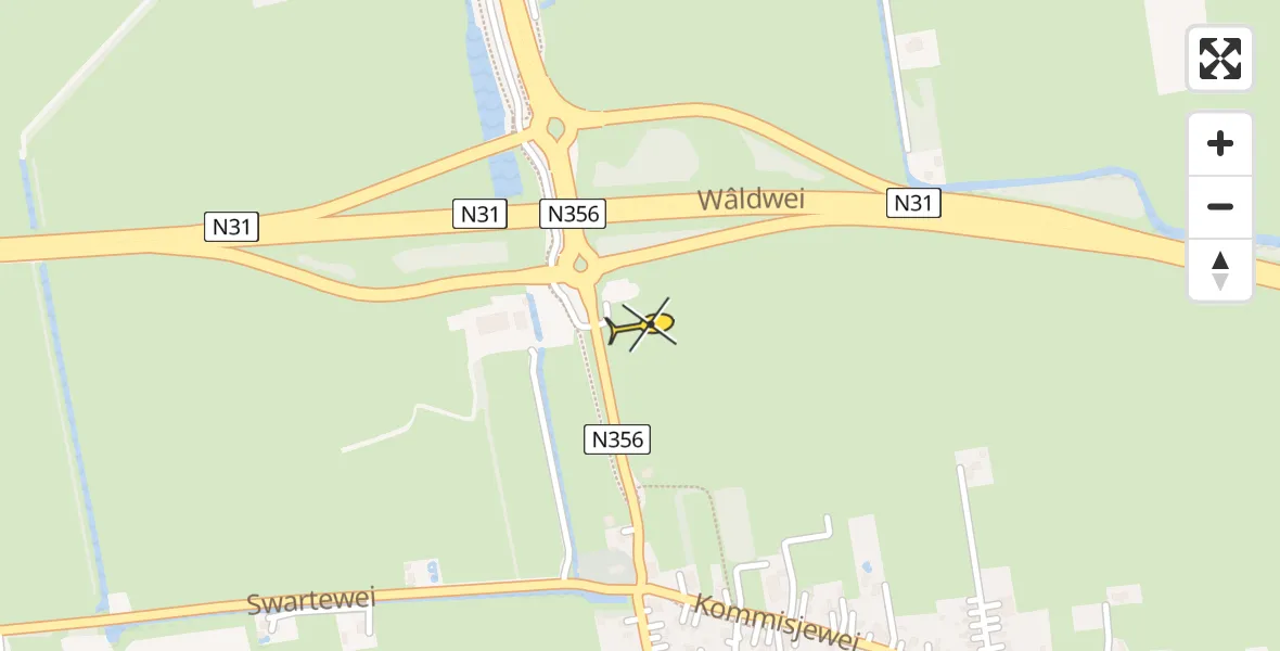 Routekaart van de vlucht: Traumahelikopter naar Nijega