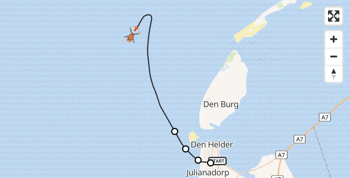Vluchtroute Kustwachthelikopter Vliegveld De Kooy - , 14 mei 2024, 18:46
