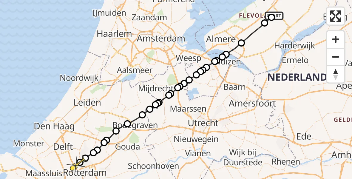 Routekaart van de vlucht: Traumaheli naar Rotterdam The Hague Airport, Talingweg