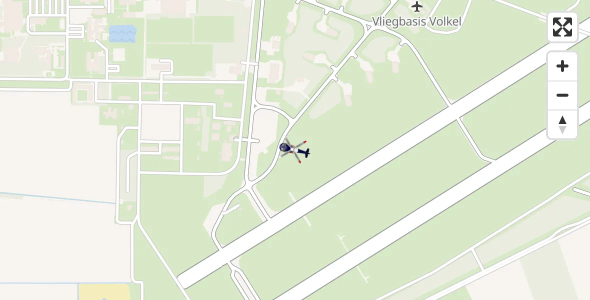 Vluchtroute Politiehelikopter van Vliegbasis Volkel naar Vliegbasis Volkel