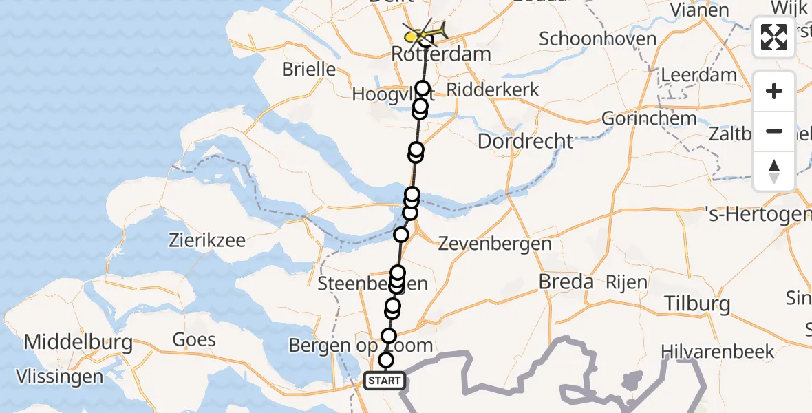 Routekaart van de vlucht: Lifeliner 2 naar Rotterdam The Hague Airport, Kooiweg