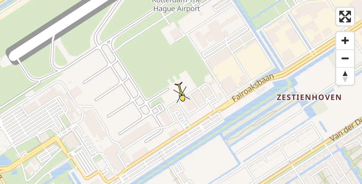 Routekaart van de vlucht: Kustwachthelikopter naar Rotterdam The Hague Airport