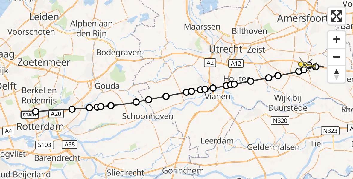 Routekaart van de vlucht: Lifeliner 2 naar Maarsbergen, Bovendijk