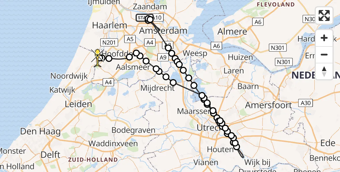 Routekaart van de vlucht: Lifeliner 1 naar Hillegom, Bosporushaven