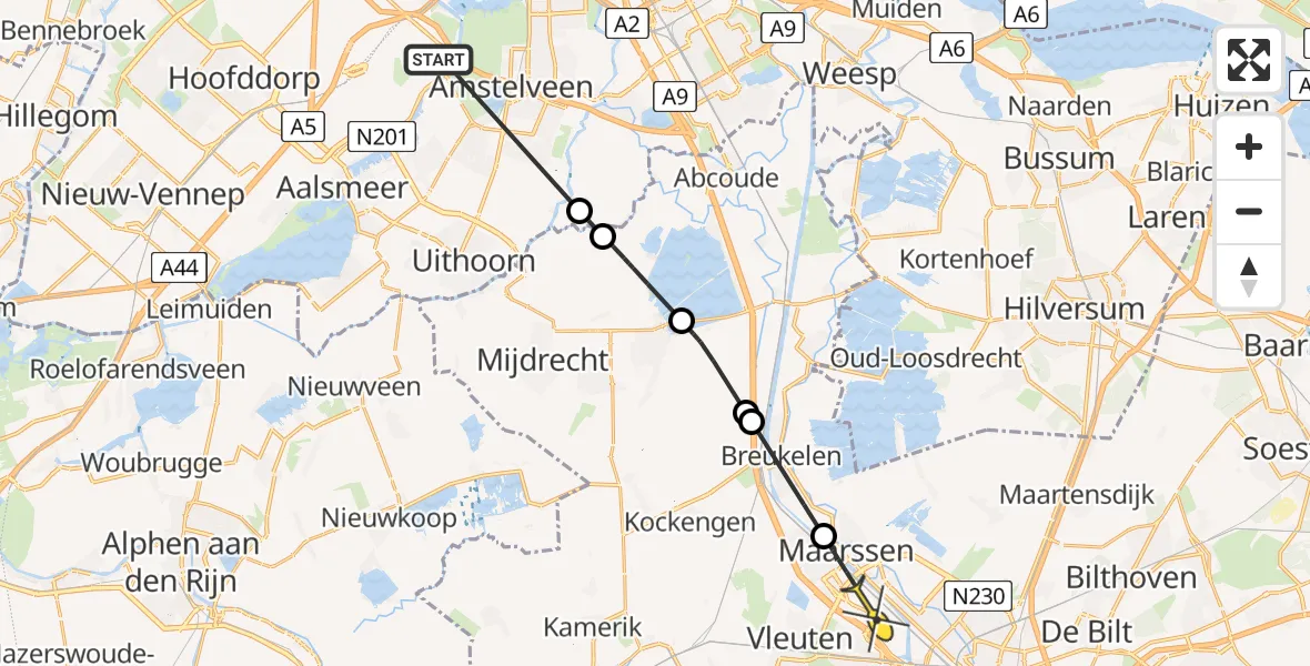 Routekaart van de vlucht: Politiehelikopter naar Utrecht, Thermiekstraat