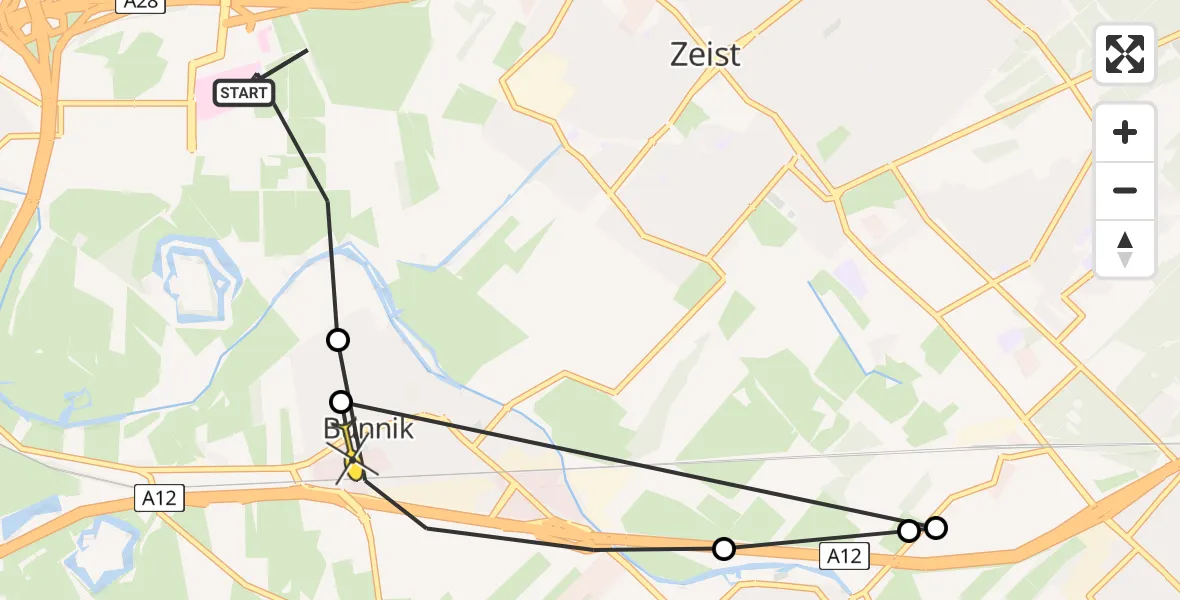 Routekaart van de vlucht: Lifeliner 2 naar Bunnik, Hoofddijk