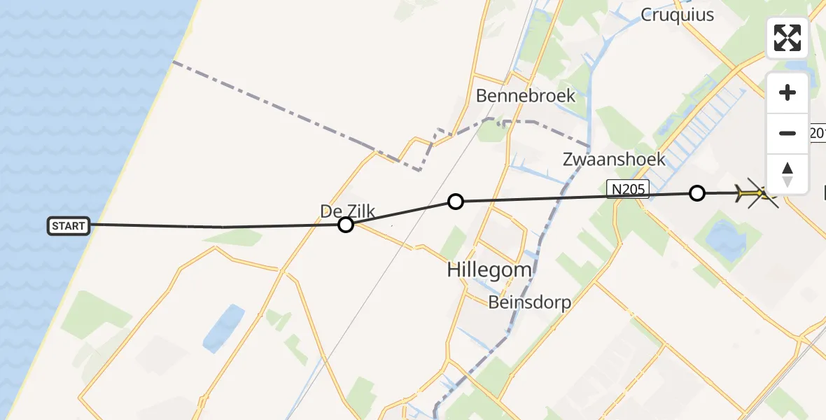 Routekaart van de vlucht: Politieheli naar Hoofddorp, Halfwegseslag