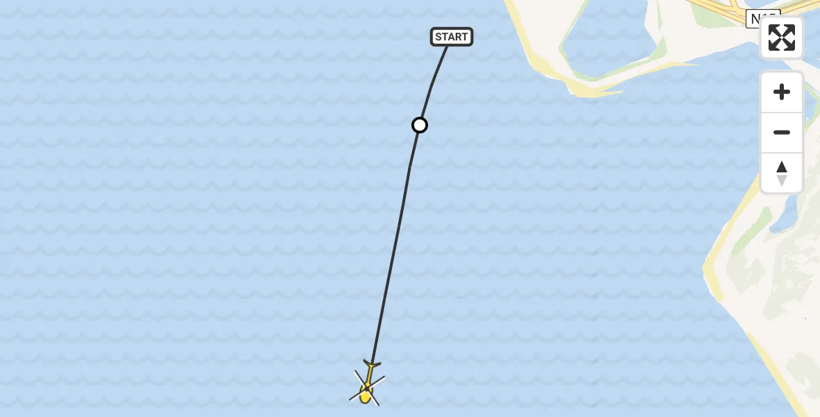 Routekaart van de vlucht: Kustwachthelikopter naar 